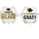18" White Congrats Grad Foil Balloon