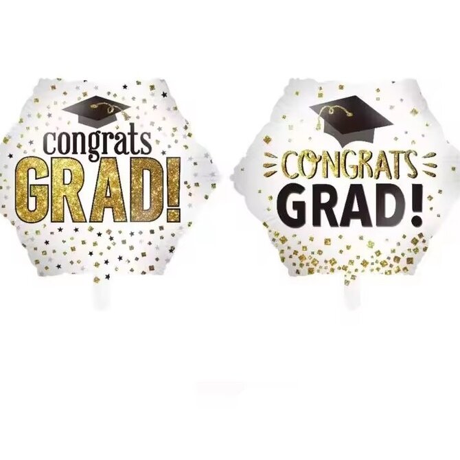 18" White Congrats Grad Foil Balloon