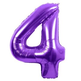 34" 4 Purple Number Shape Balloon