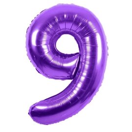 34" 9 Purple Number Shape Balloon