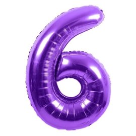 34" 6 Purple Number Shape Balloon