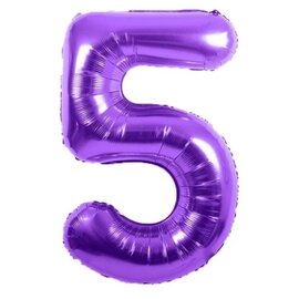 34" 5 Purple Number Shape Balloon