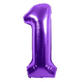 34" 1 Purple Number Shape Balloon