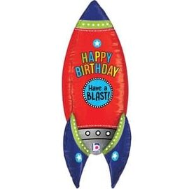 36" Dimensionals Blasting Birthday Rocket Foil Balloon