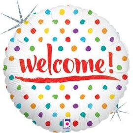 18" Welcome Dots Holographic Foil Balloon