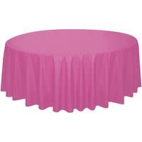 Bright Pink Round Plastic Table Cover, 84"