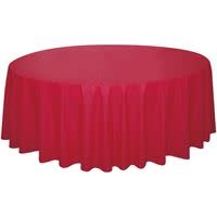 Apple Red Round Plastic Table Cover, 84"