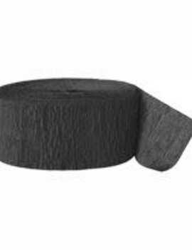 Jet Black Solid Crepe Streamer