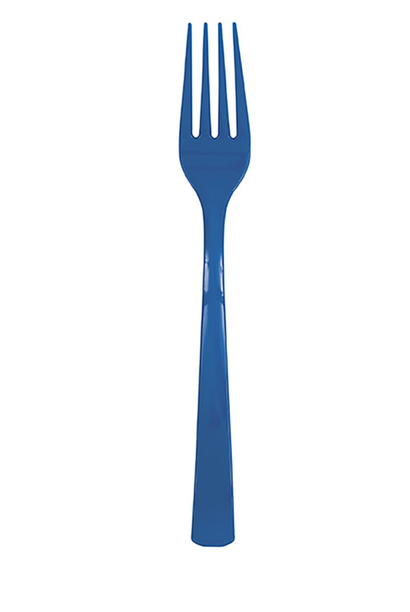 Bright Royal Blue Premium Heavy Weight Plastic Forks 18ct