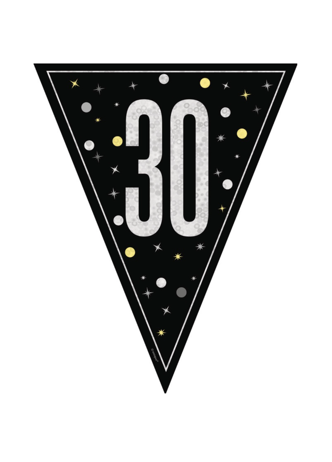 Black Glitz 30th Birthday Pennant Banner, 9ft