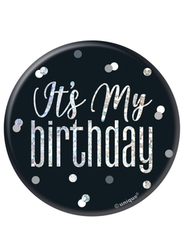 Black Glitz It's My Birthday Pin