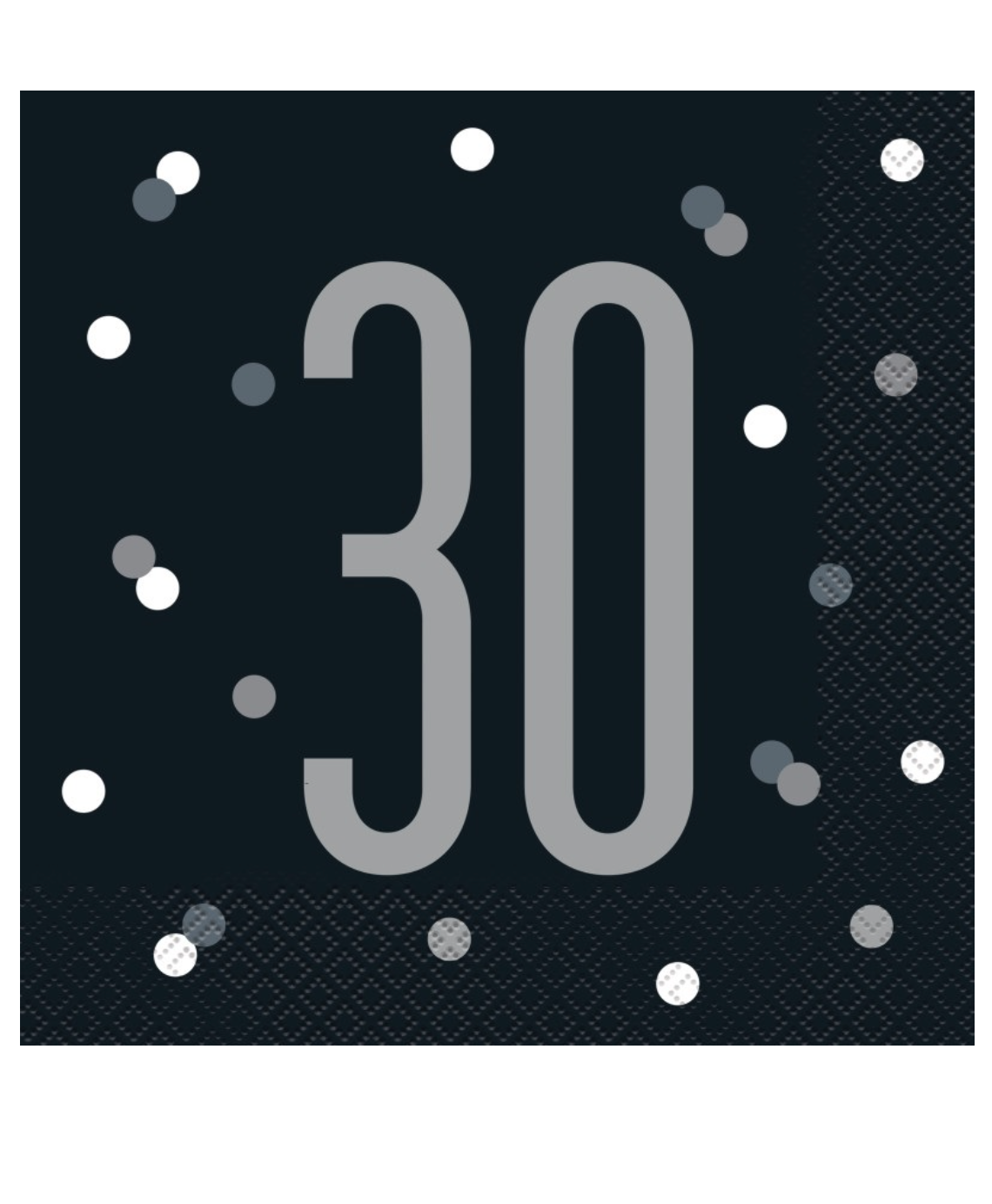 Black Glitz 30th Birthday Lunch Napkins, 16ct