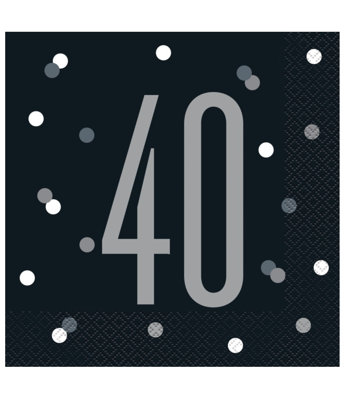 Black Glitz 40th Birthday Lunch Napkins, 16ct