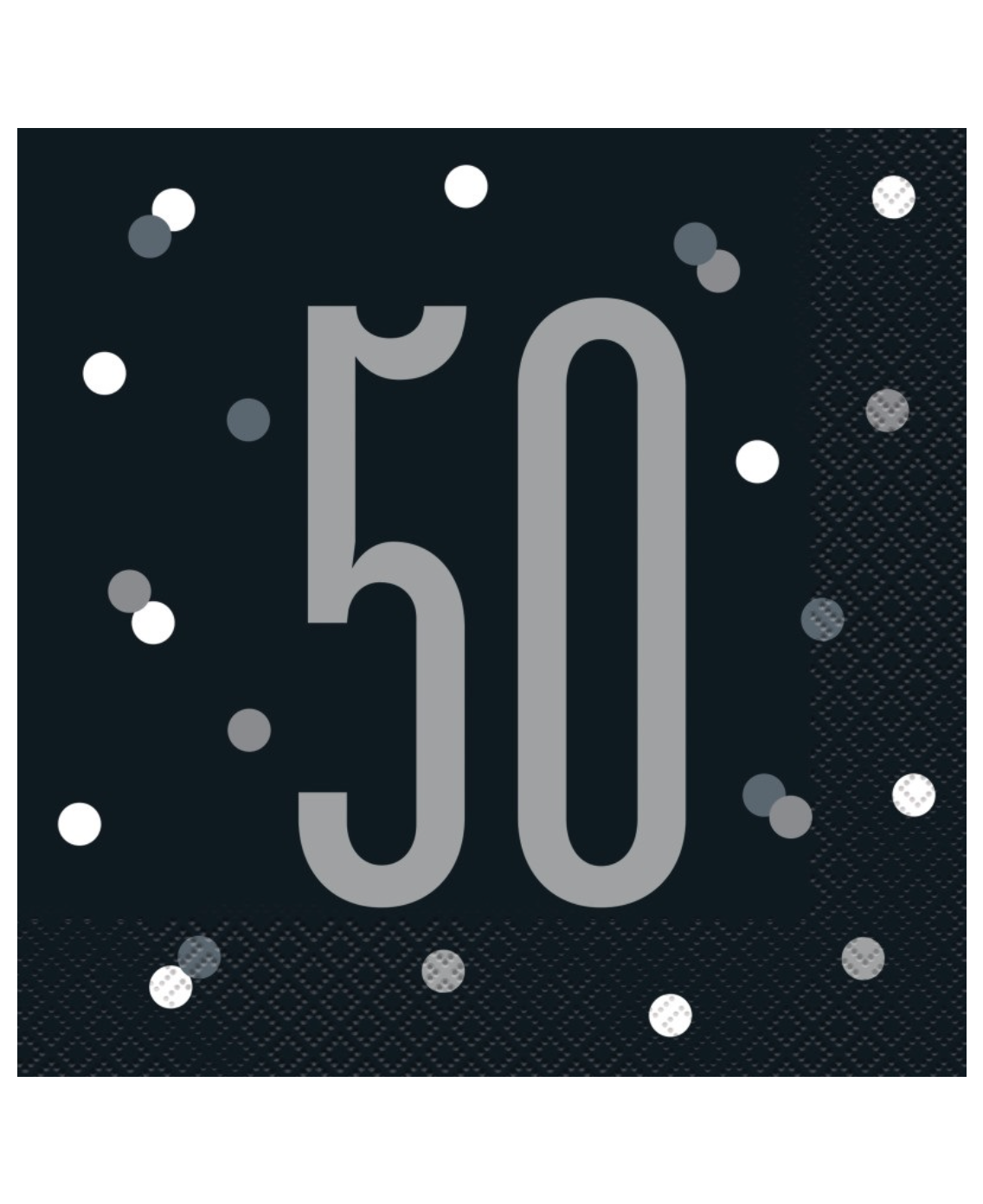 Black Glitz 50th Birthday Lunch Napkins, 16ct
