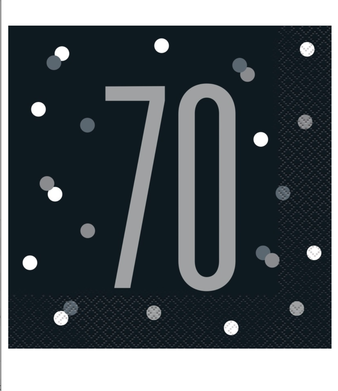 Black Glitz 70th Birthday Lunch Napkins, 16ct