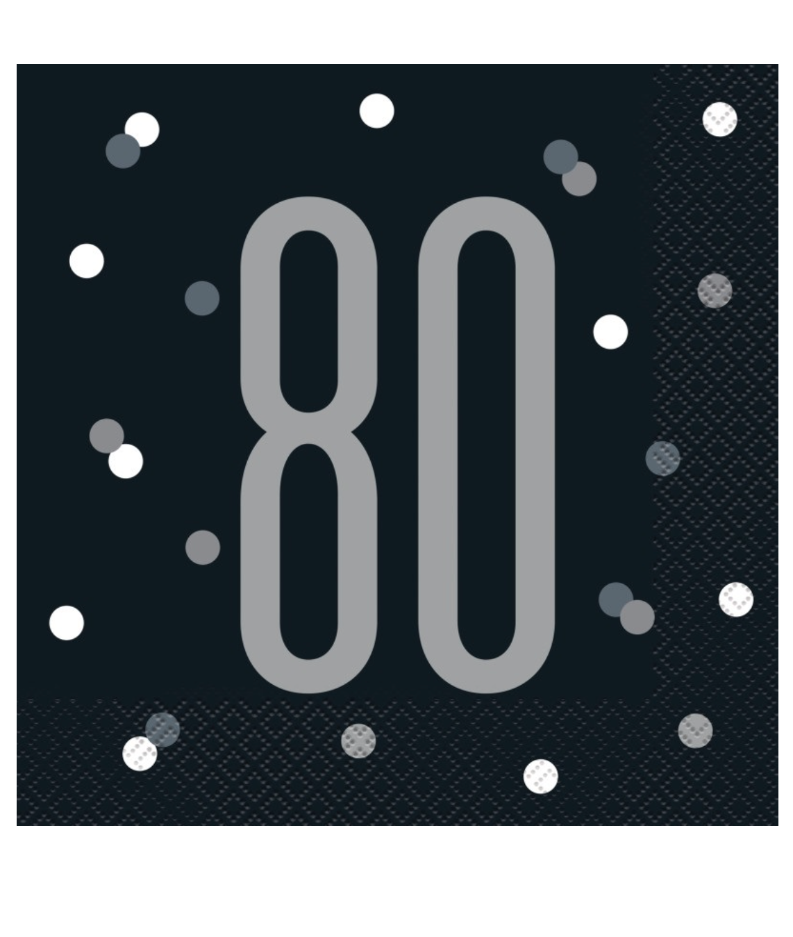 Black Glitz 80th Birthday Lunch Napkins, 16ct