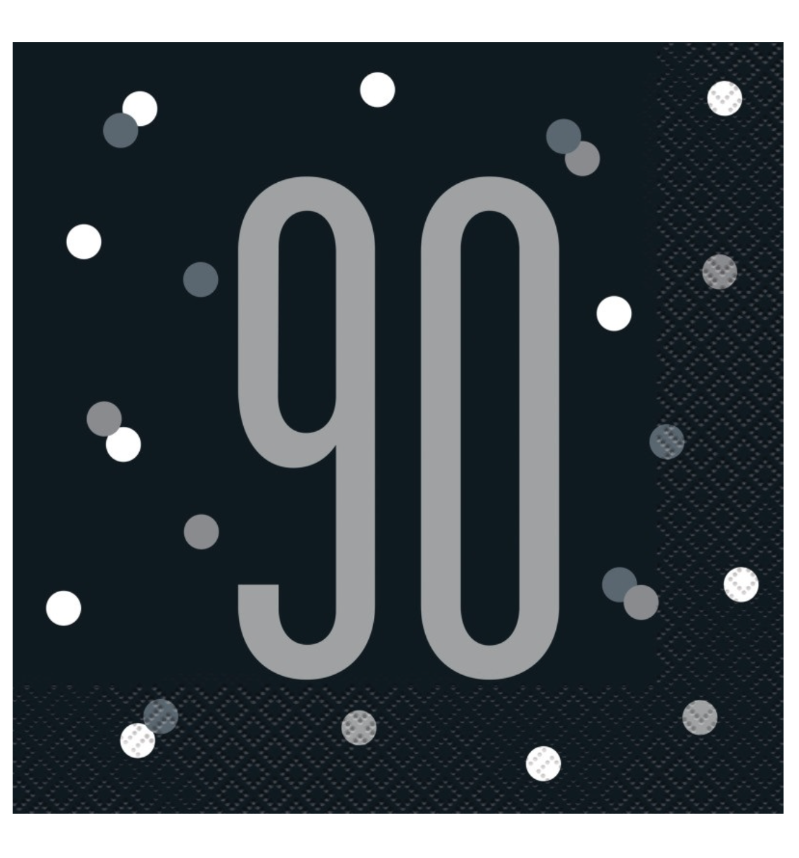 Black Glitz 90th Birthday Lunch Napkins, 16ct