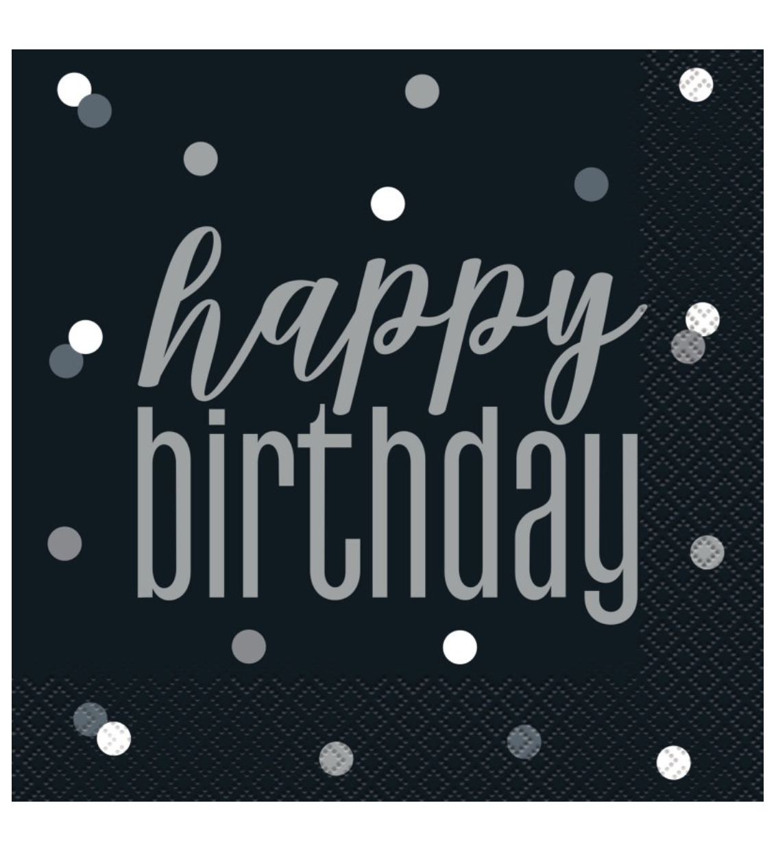 Black Glitz Happy Birthday Lunch Napkins, 16ct