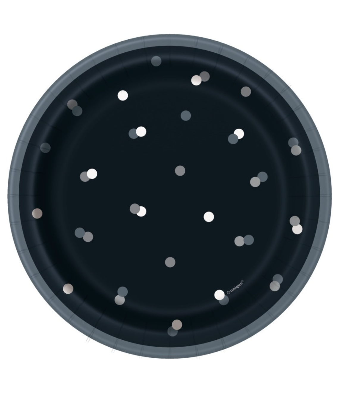 Black Glitz 7" Round Plates, 8ct