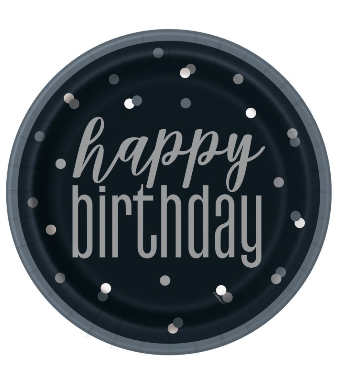 Black Glitz Happy Birthday 9" Plates, 8ct