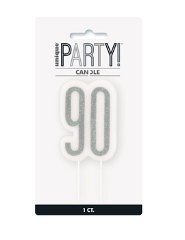 Black Glitz 90th  Birthday Candle