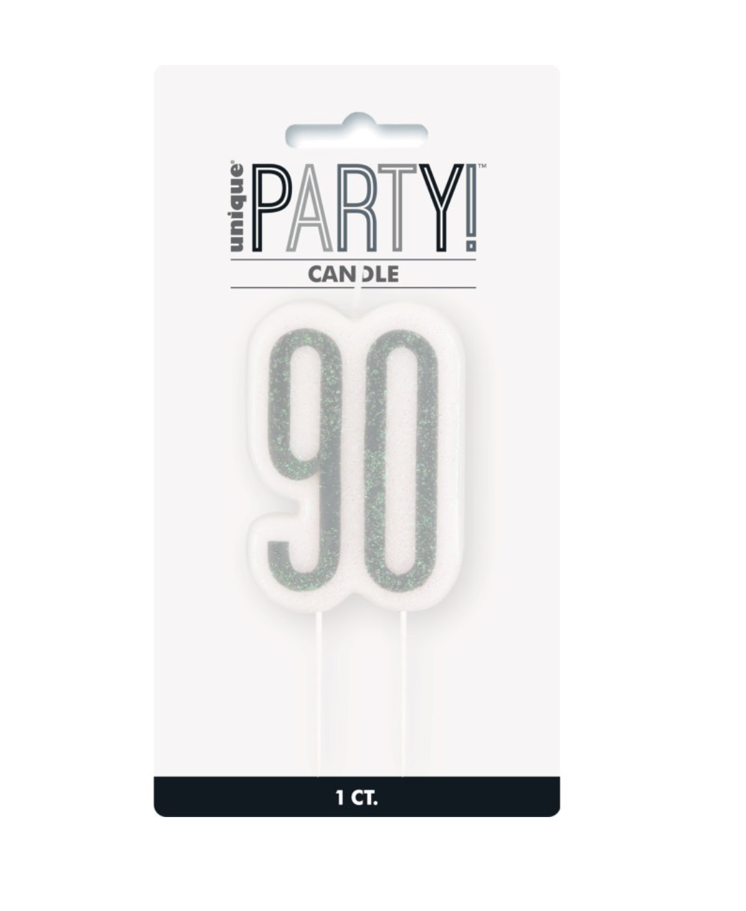 Black Glitz 90th  Birthday Candle