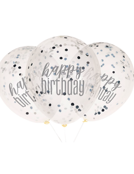 Glitz Happy Birthday Confetti 12" Latex Balloons, 6ct