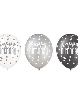 Glitz Happy Birthday 12" Latex Balloons, 6ct