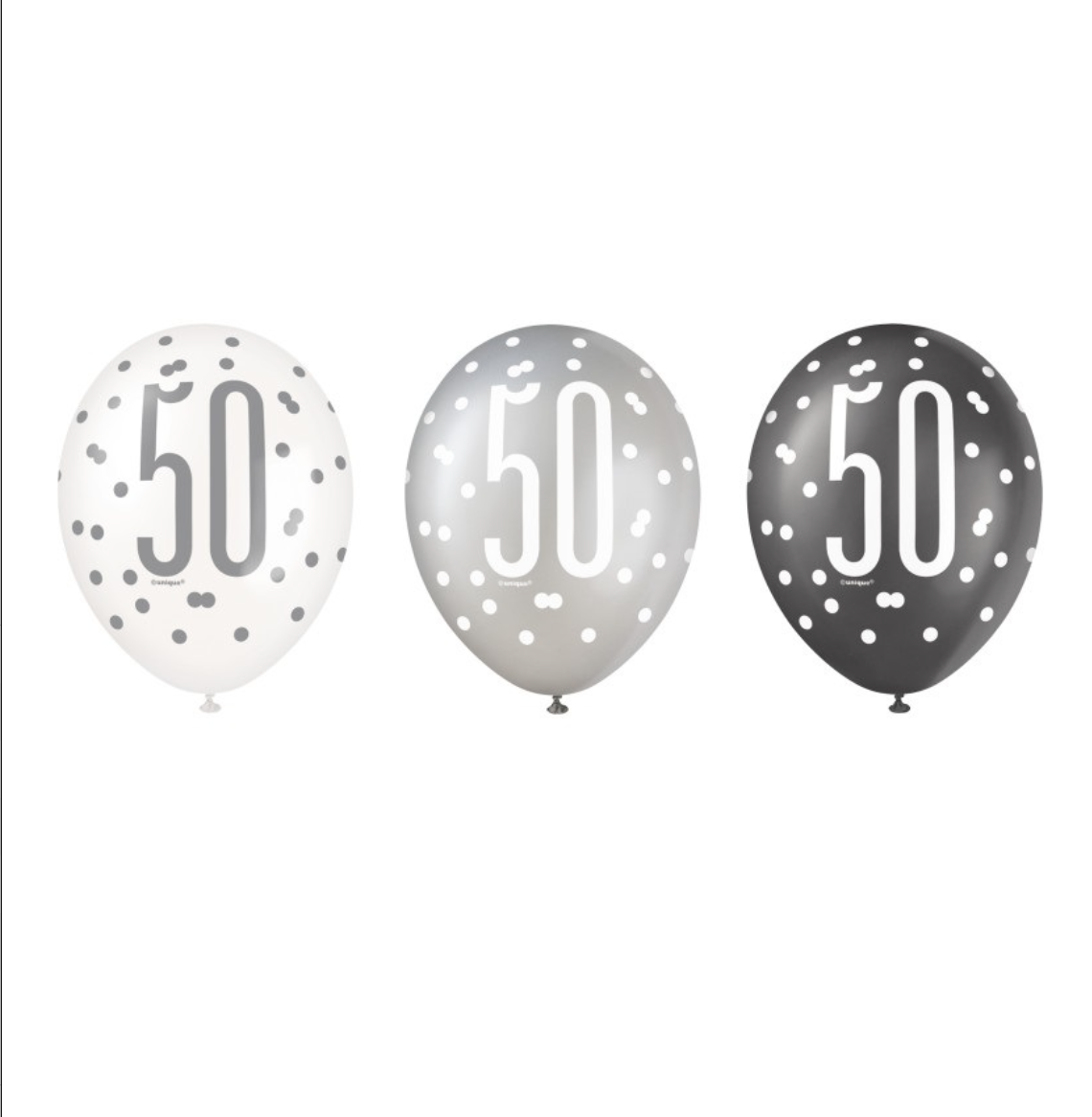 Black Glitz 50th Birthday 12" Latex Balloons, 6ct