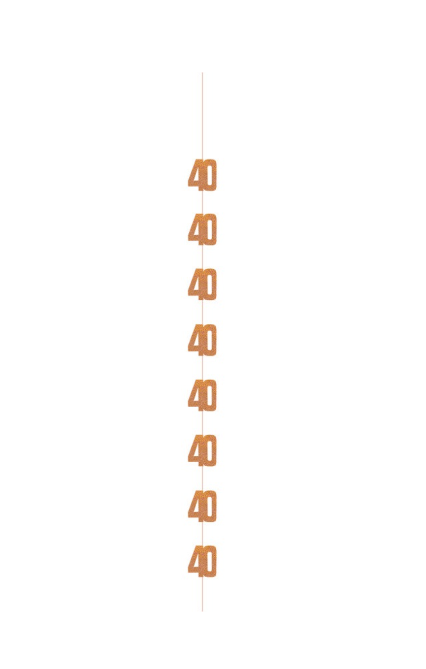 Rose Gold Glitz "40" Hanging Decor, 6ct