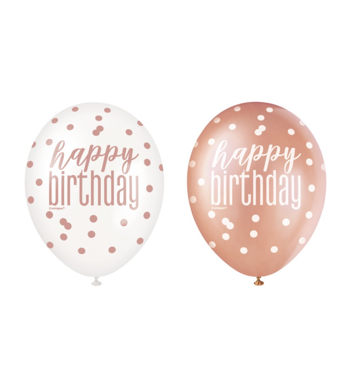 Rose Gold Glitz Happy Birthday 12" Latex Balloons, 6ct