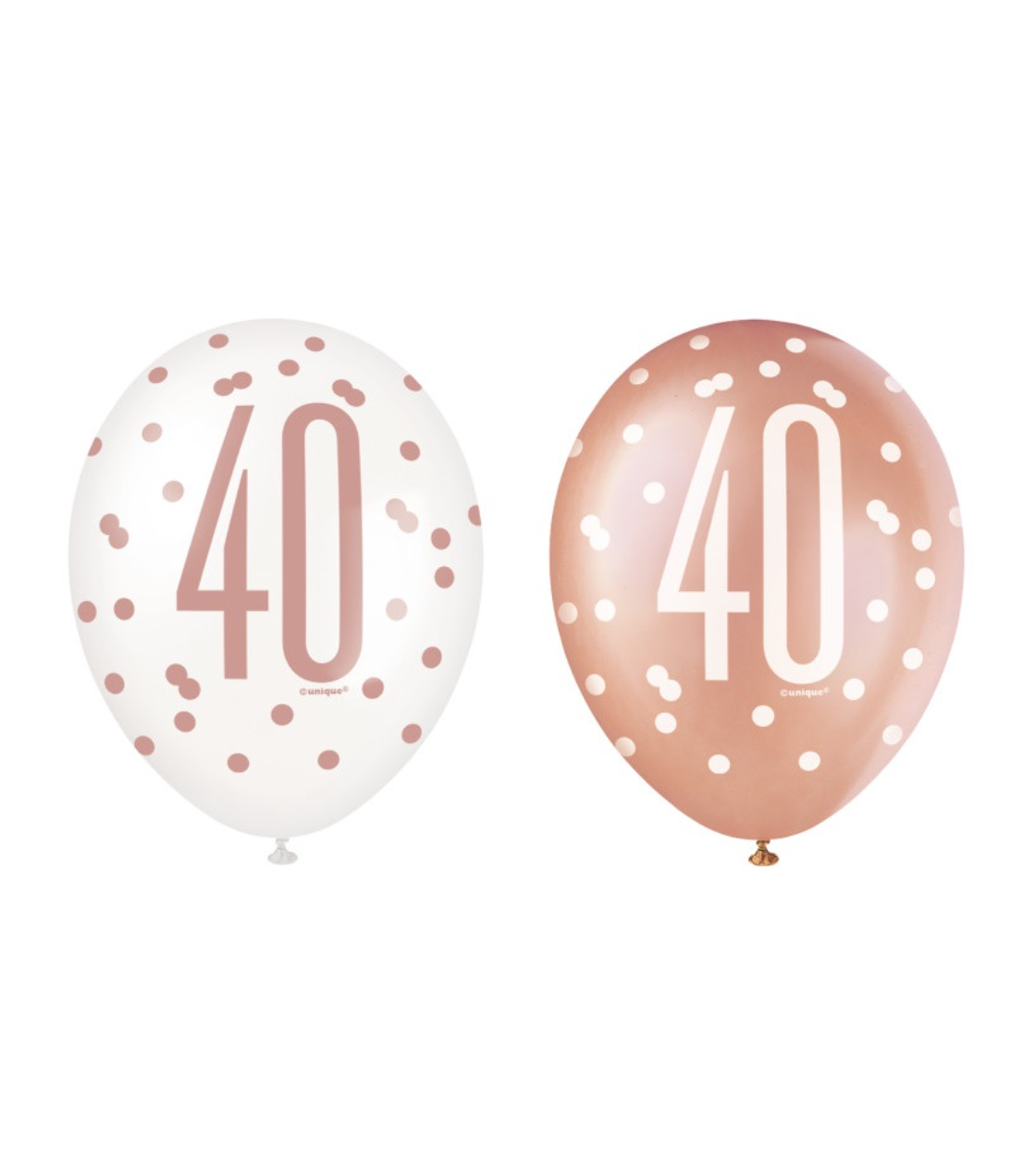 Rose Gold Glitz "40" Birthday 12" Latex Balloons, 6ct