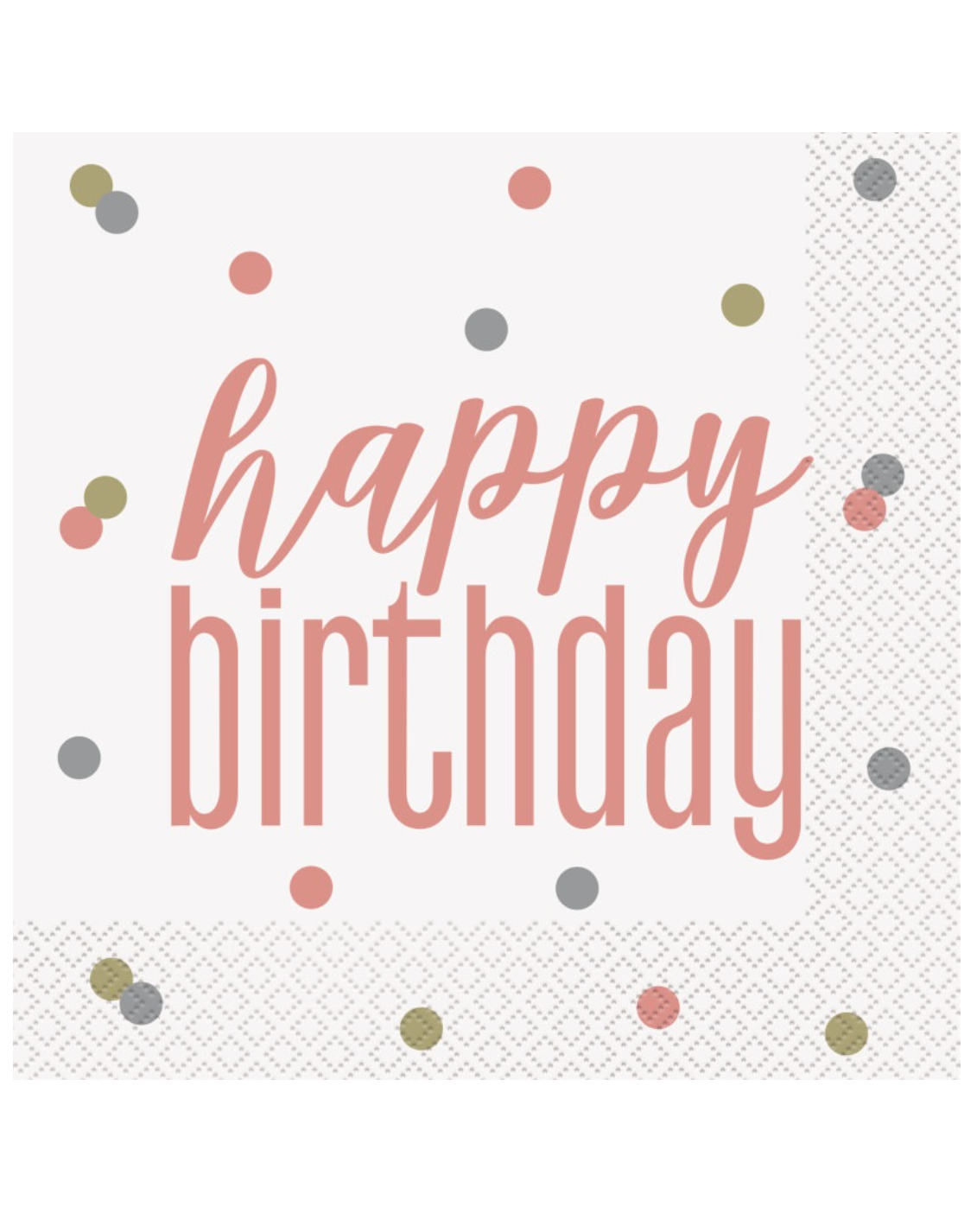 Rose Gold Glitz Happy Birthday Lunch Napkins, 16ct
