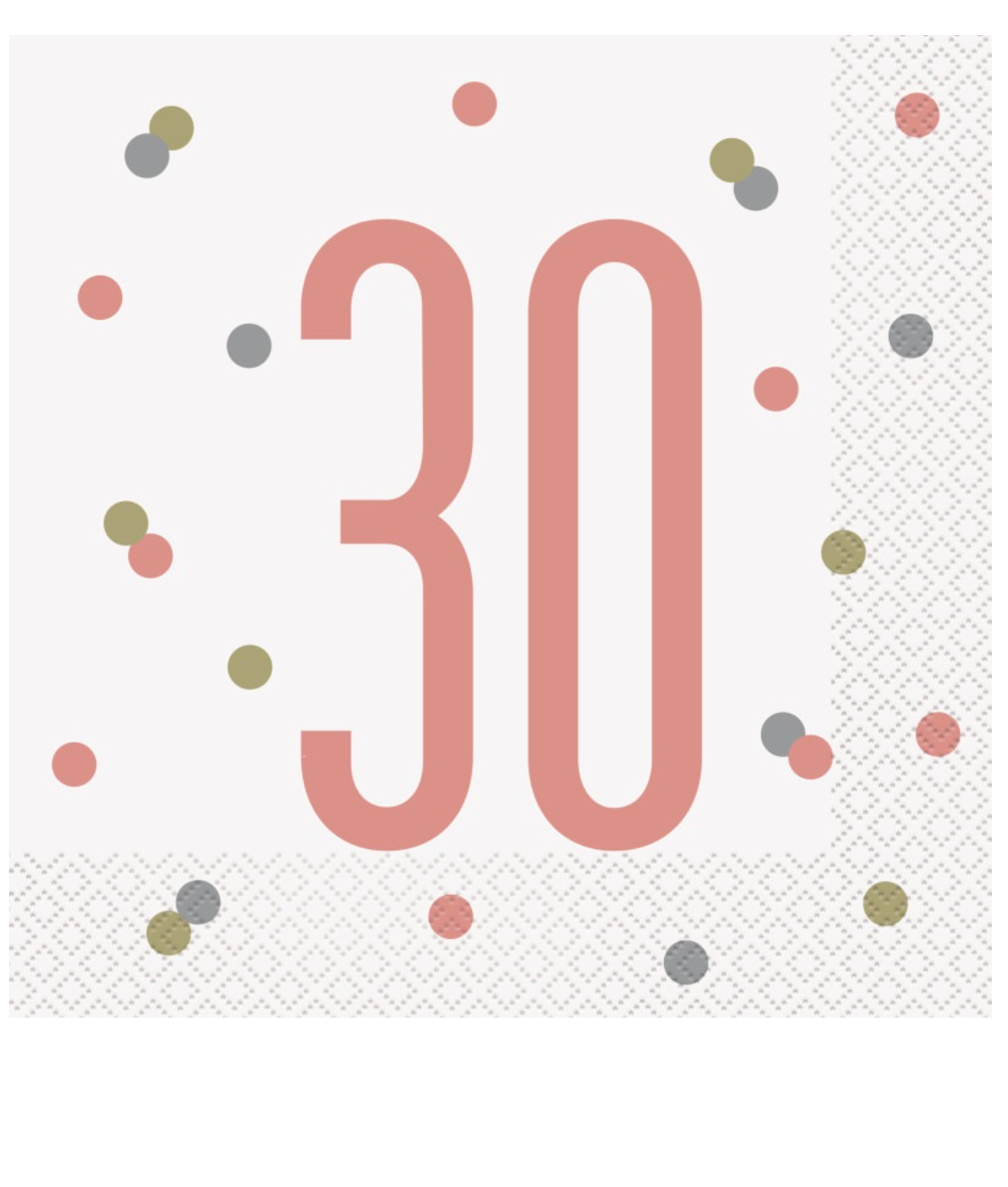 Rose Gold Glitz "30" Birthday Lunch Napkins, 16ct