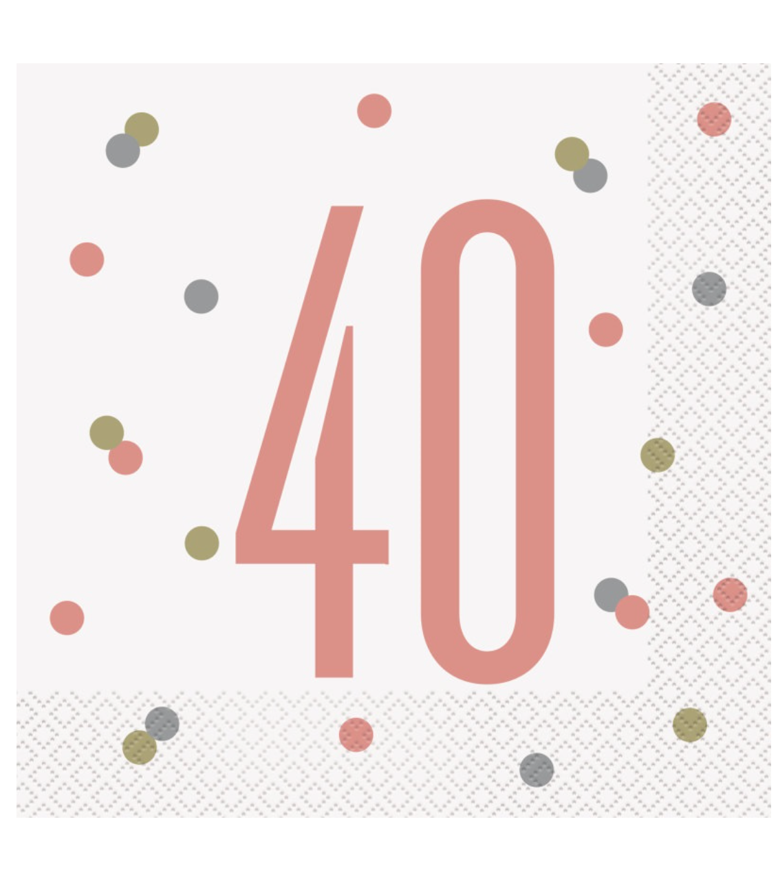 Rose Gold Glitz "40" Birthday Lunch Napkins, 16ct