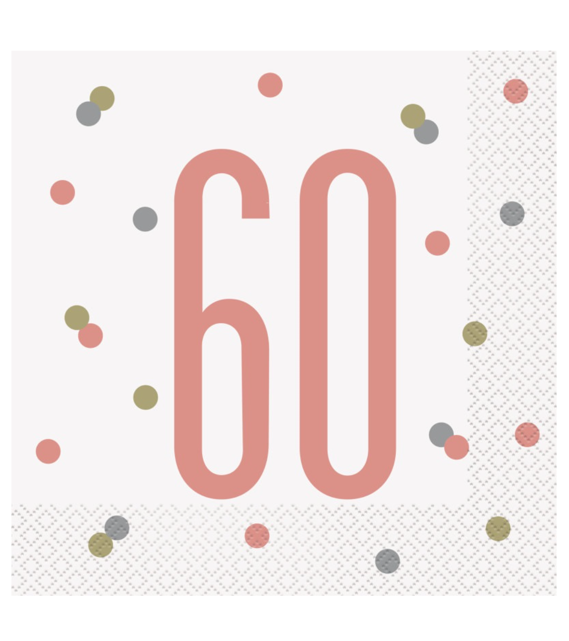 Rose Gold Glitz "60" Birthday Lunch Napkins, 16ct
