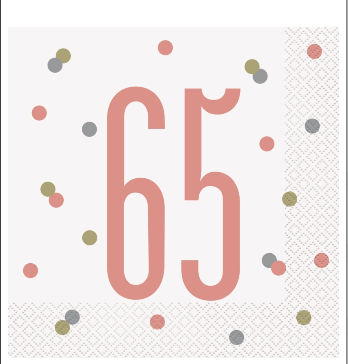 Rose Gold Glitz "65" Birthday Lunch Napkins, 16ct