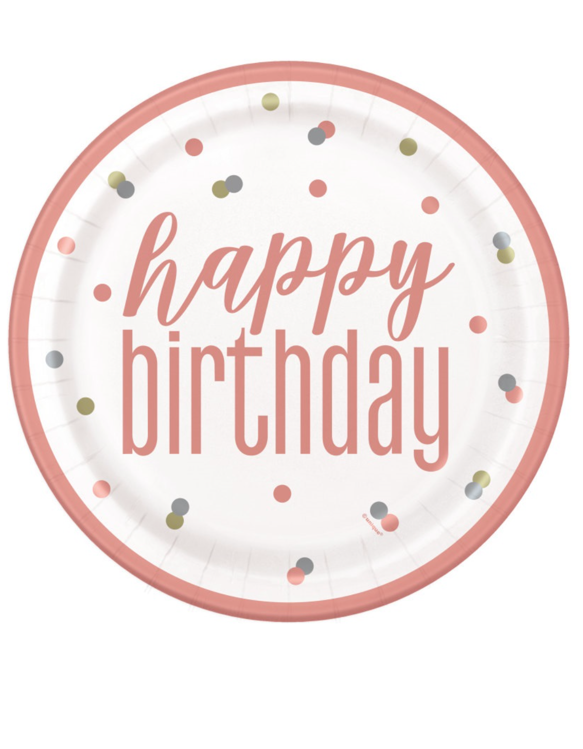Rose Gold Glitz Happy Birthday 9" Plates, 8ct