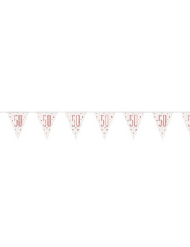 Rose Gold Glitz "50" Pennant Banner, 9ft