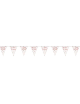 Rose Gold Glitz "Happy Birthday" Pennant Banner, 9ft
