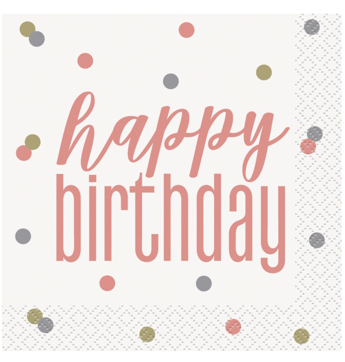Rose Gold Glitz Happy Birthday Beverage Napkins, 16ct