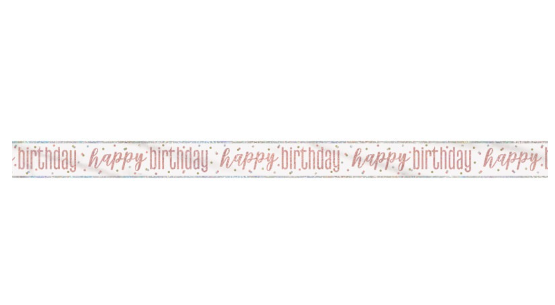 Rose Gold Glitz "Happy Birthday" Foil Banner, 9ft