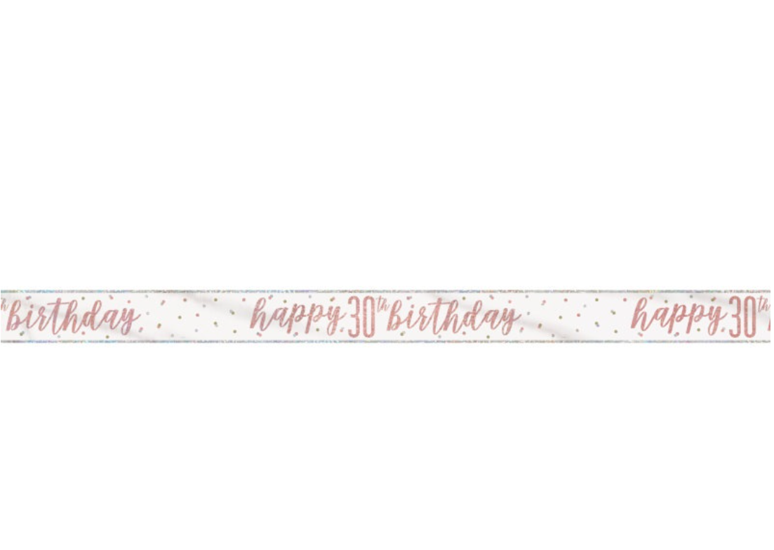 Rose Gold Glitz "30" Foil Banner, 9ft