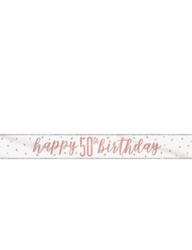 Rose Gold Glitz "50" Foil Banner, 9ft
