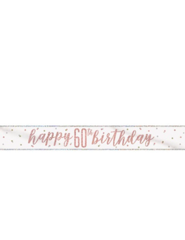 Rose Gold Glitz "60" Foil Banner, 9ft