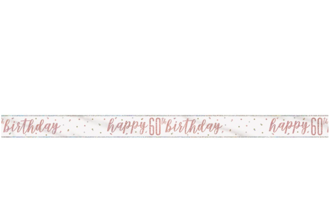 Rose Gold Glitz "60" Foil Banner, 9ft