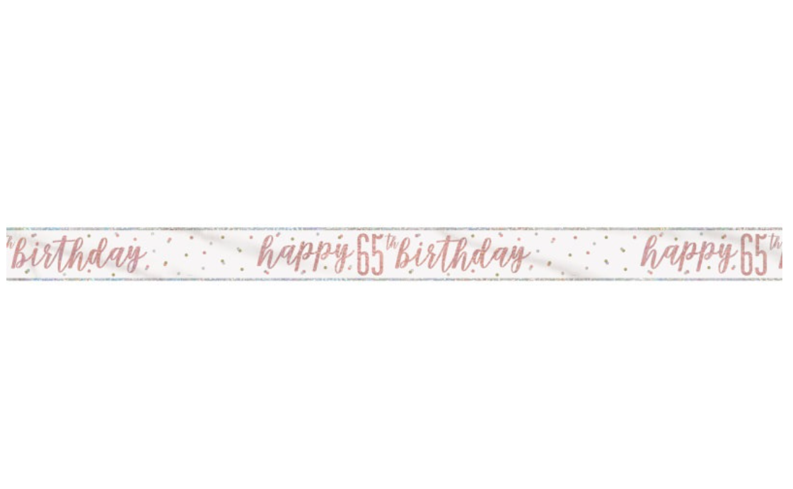 Rose Gold Glitz "65" Foil Banner, 9ft