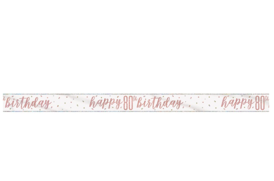 Rose Gold Glitz "80" Foil Banner, 9ft