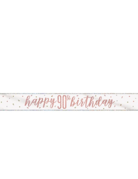 Rose Gold Glitz "90" Foil Banner, 9ft