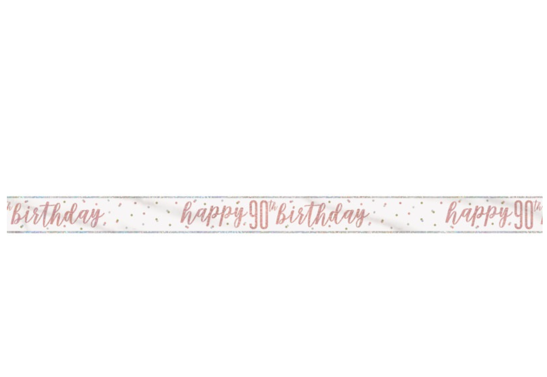 Rose Gold Glitz "90" Foil Banner, 9ft